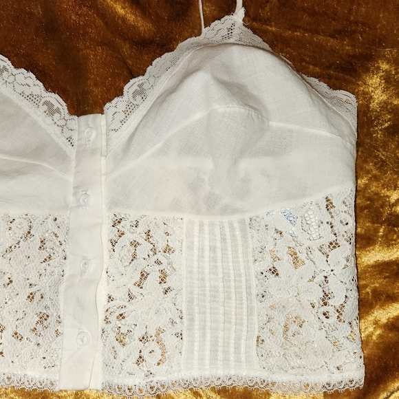 Kayser 1970's Cotton Lace Bralette Crop/Brami - Picture 12 of 16